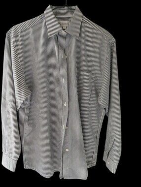 Burberry's Black And White Striped Collared Shirt 6